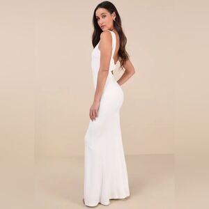 Lulus | Love In Your Eyes Ivory Knotted Mermaid Maxi Dress | Size L